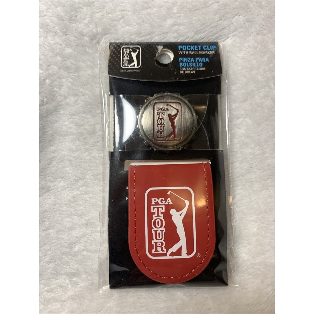 PGA Tour Golf Magnetic Pocket Clip Ball Marker Money Clip Tango Red -‎ New